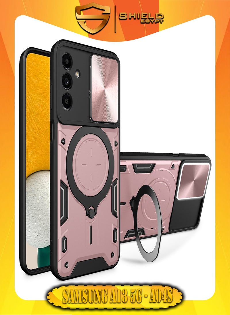 SHIELD EGYPT SHIELD EGYPT For Samsung Galaxy A13 5G/A04S Armored Camera Shield Cover Camera Lend Protection, Built-in 360° (Rose Gold)