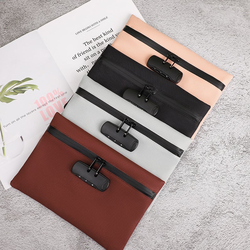 Password Lock Bag Anti-Theft Password Id Household Registration Book Passport Bank Card Real Estate Certificate Storage Bag - Image 2