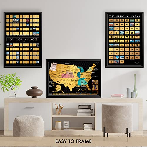 Divalis 3 in 1 Large Gift Set - Scratch off 63 National Parks Poster, Scratch off USA Map, Scratch off Destinations of the United States Poster - Travel Tracker to Mark Your Travels - Bundle of Three - Image 5