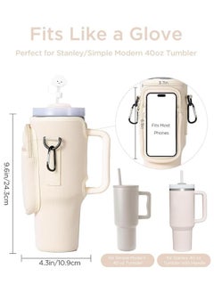 sokany Water Bottle Carrier Bag for 40oz Stanley Cup Accessories with Adjustable Shoulder Strap & Carabiner, Cross Body Water Bottle Holder Pouch for Hiking Travelling Camping (Pink)  - Image 2
