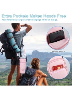 sokany Water Bottle Carrier Bag for 40oz Stanley Cup Accessories with Adjustable Shoulder Strap & Carabiner, Cross Body Water Bottle Holder Pouch for Hiking Travelling Camping (Pink)  - Image 5