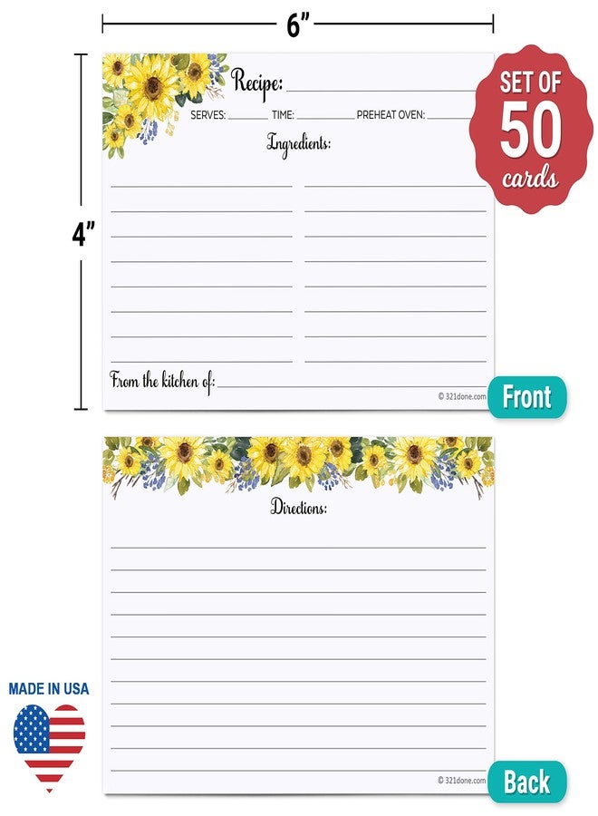 321 دن بطاقات وصفات عباد الشمس من 321Done (مجموعة من 50 بطاقة) مقاس 4 × 6 بوصات - من مطبخ - ذات وجهين لحفلات الزفاف، وحفلات توديع العزوبية، وحفلات استقبال المولود - صنع في الولايات المتحدة الأمريكية - Image 2