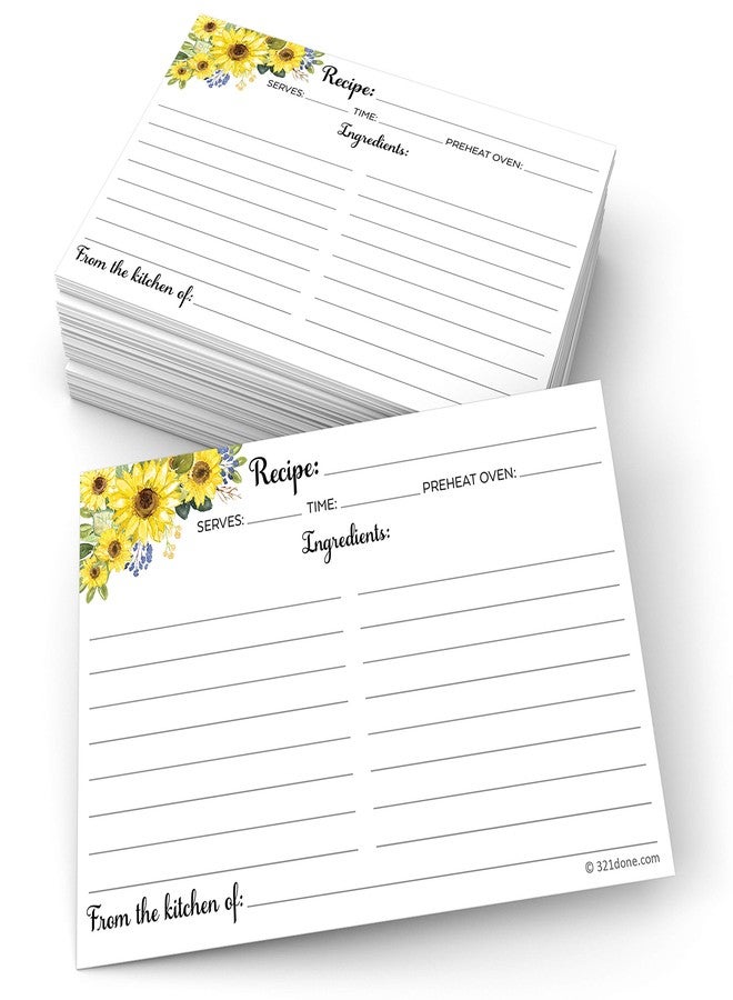 321 دن بطاقات وصفات عباد الشمس من 321Done (مجموعة من 50 بطاقة) مقاس 4 × 6 بوصات - من مطبخ - ذات وجهين لحفلات الزفاف، وحفلات توديع العزوبية، وحفلات استقبال المولود - صنع في الولايات المتحدة الأمريكية - Image 1