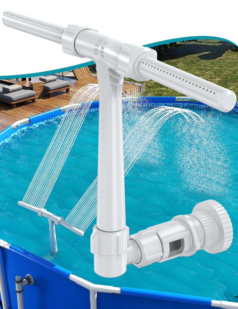 SUMMERBUDDY Pool Fountain for Above and In-Ground Pools, Adjustable Dual Spray Waterfall Sprinkler Cooler for Pool, Swimming Pool Spa Water Fountain, High-Pressure Pool Spray Fountain - Image 1