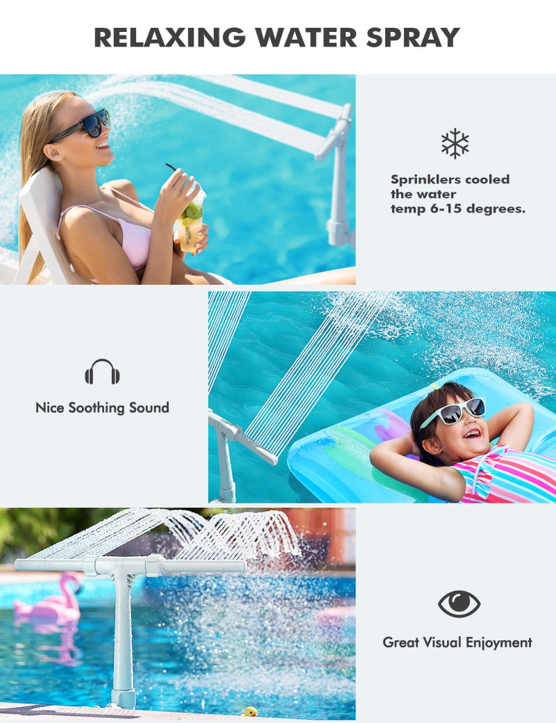 SUMMERBUDDY Pool Fountain for Above and In-Ground Pools, Adjustable Dual Spray Waterfall Sprinkler Cooler for Pool, Swimming Pool Spa Water Fountain, High-Pressure Pool Spray Fountain - Image 5