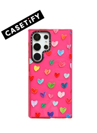 Hot Pink with Multicolored Hearts