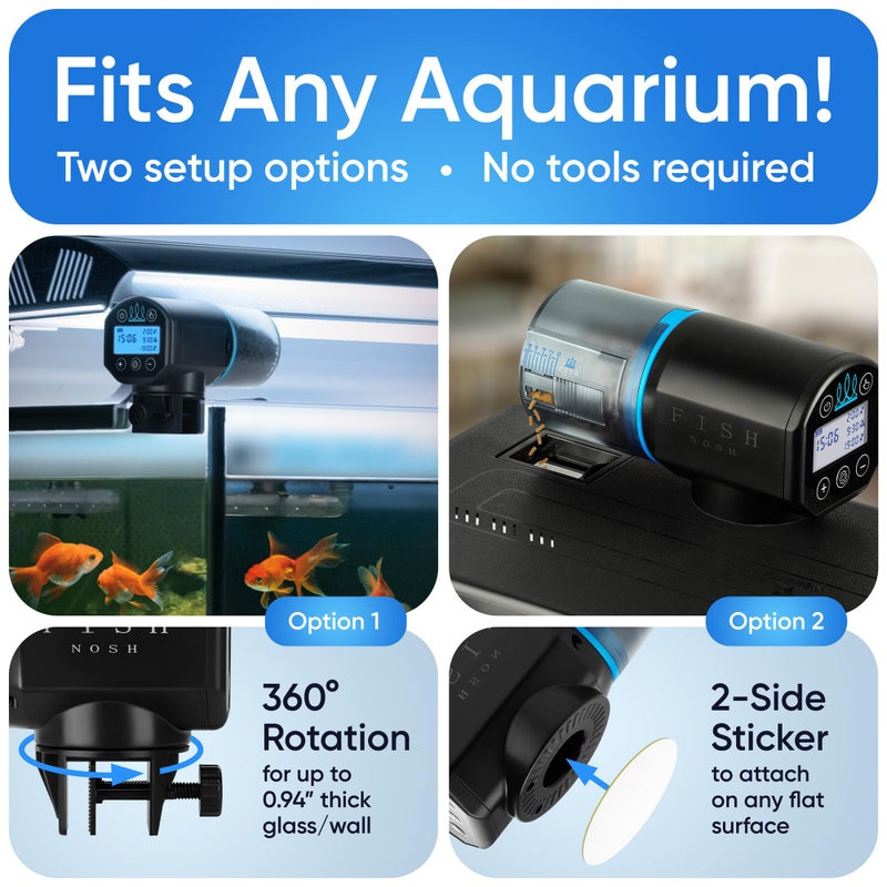 FISHNOSH Automatic Fish Feeder for Aquarium - New Generation 2025, Auto Food Dispenser with Timer for Small Tank, Big Aquariums & Pond (Blue) - Image 5