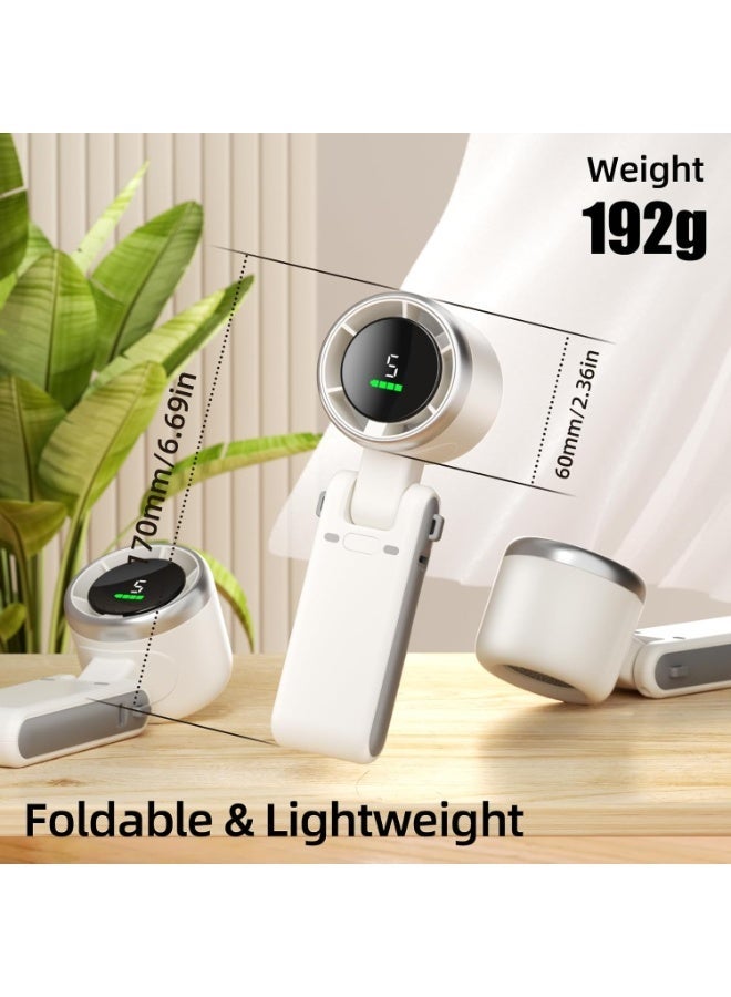 Suewidfay HF001 Handheld Fan Rechargeable, 5 High Speeds Adjustable Mini Hand Fan, 4000mah Portable Mini Electric Fan Handheld Personal Fan Travel Fan White - Image 4