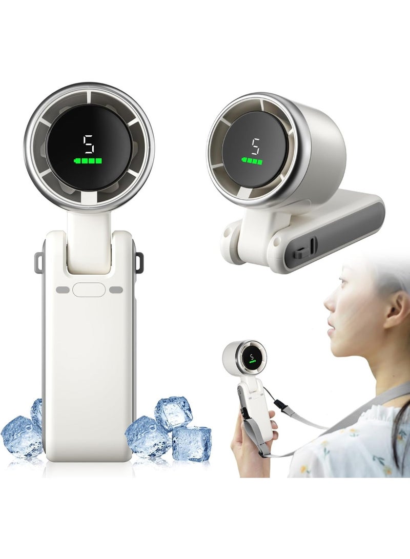 Suewidfay HF001 Handheld Fan Rechargeable, 5 High Speeds Adjustable Mini Hand Fan, 4000mah Portable Mini Electric Fan Handheld Personal Fan Travel Fan White - Image 1