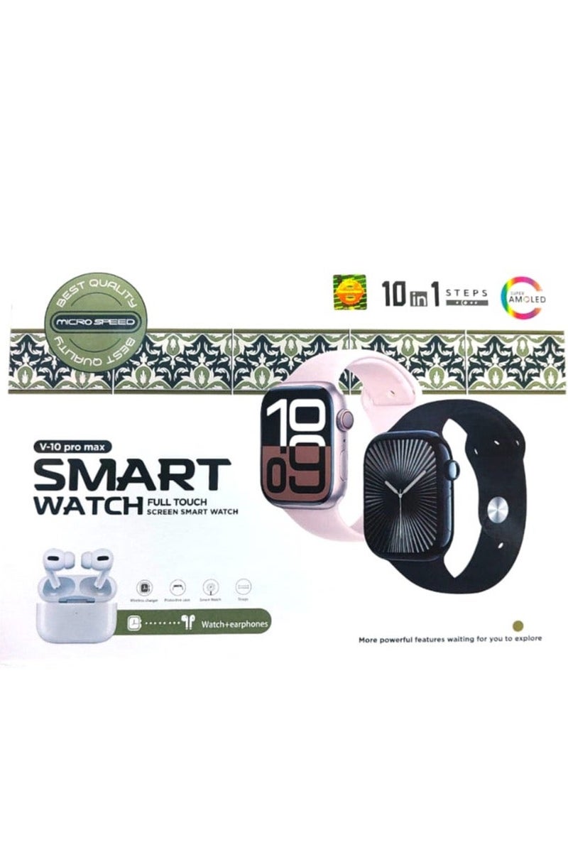 micro speed Smart Watch 10 in 1 49MM Touch Durable Rechargeable with Multiple Replaceable Straps   WATCH  +  EARPHONES - Image 2