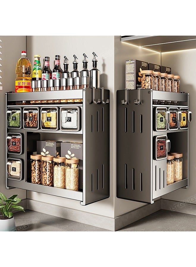 Joybos Wall Mounted Countertop Spice Storage Sox Durable Aluminum Spice Organiser with 6 Spice Box No Drill Installation Containers and Canisters for Kitchen and Dining Strong Spice Shelf Spice Storage for Inside Cupboard Seasoning Organizer for Kitchen Herbs Jars with seasoning spoon + label - Image 5