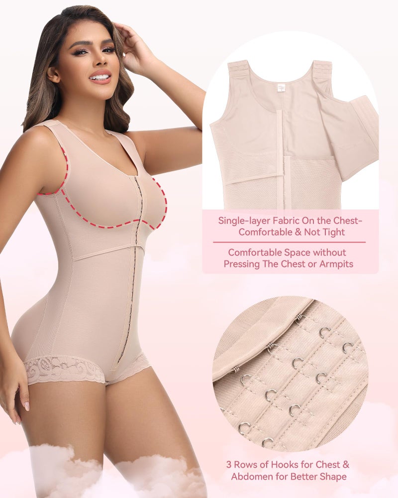 SHAPSHE Fajas Colombianas Moldeadoras Waist Trainer Postpartum Post Liposuction Compression Garment Shapewear with Adjustable Chest Beige L - Image 3