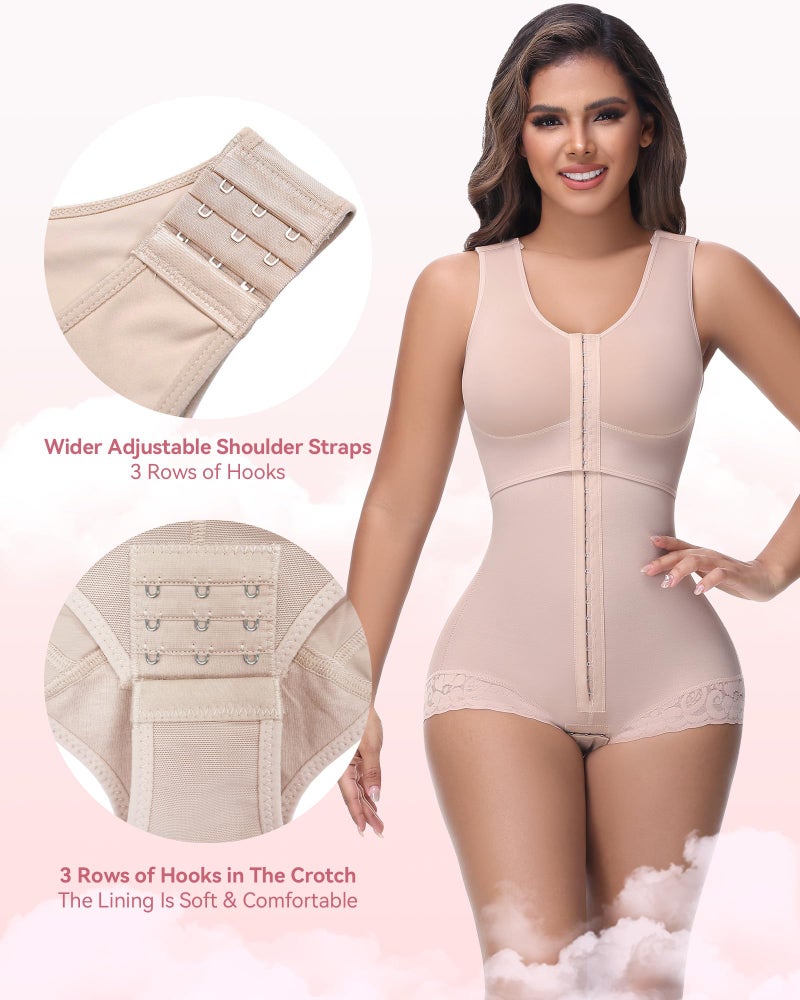 SHAPSHE Fajas Colombianas Moldeadoras Waist Trainer Postpartum Post Liposuction Compression Garment Shapewear with Adjustable Chest Beige L - Image 4