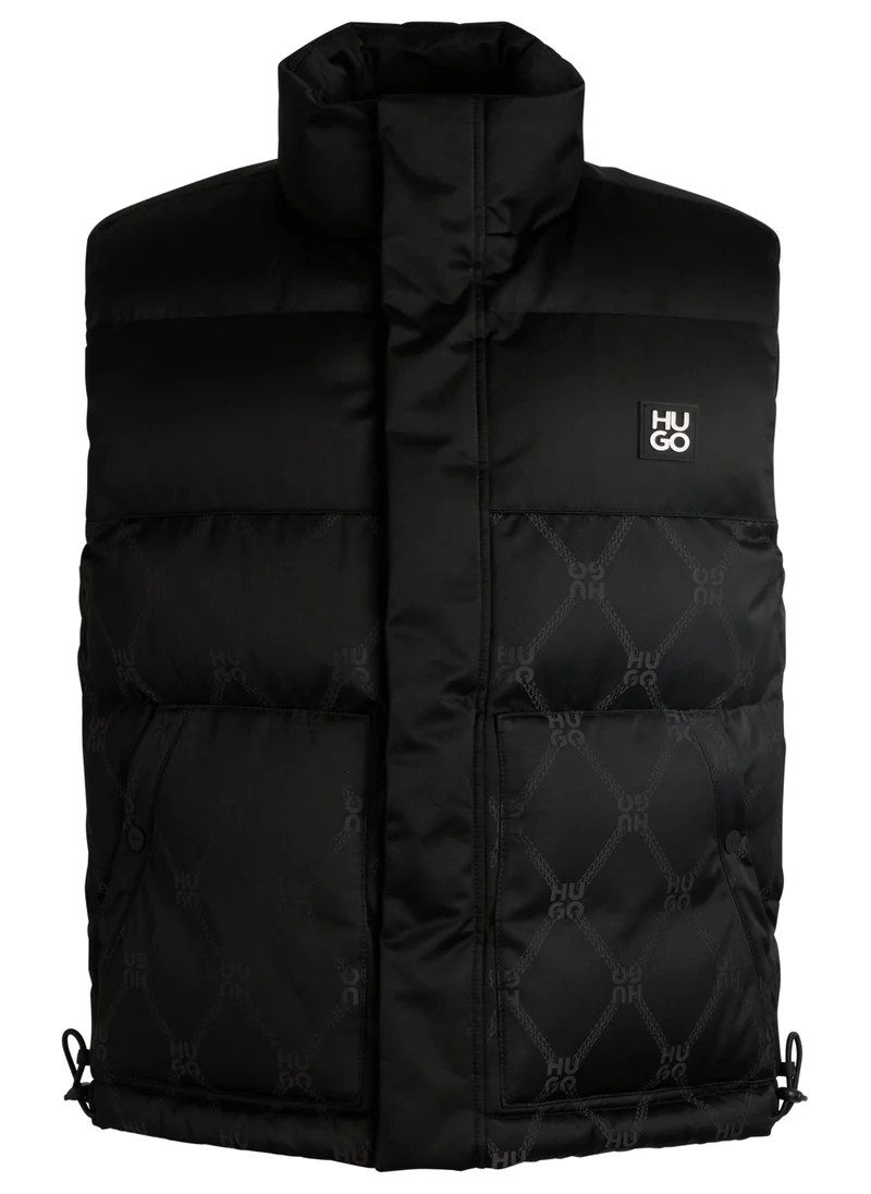 HUGO Water-repellent slim-fit gilet with signature jacquard