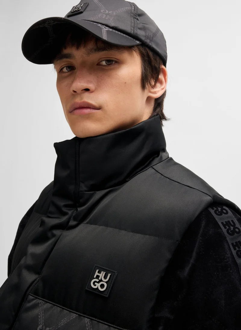 HUGO Water-repellent slim-fit gilet with signature jacquard