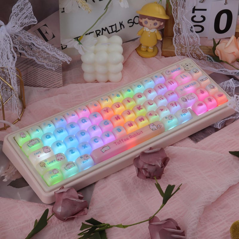 Tsungup Cherry Blossom MOA Keycaps-Pink Sakura,129 Keys Cute PBT Custom Keycaps 100 Percent,Dye Sub Key Caps Keyboard Keycap Set for MX Switches Mechanical - Image 4