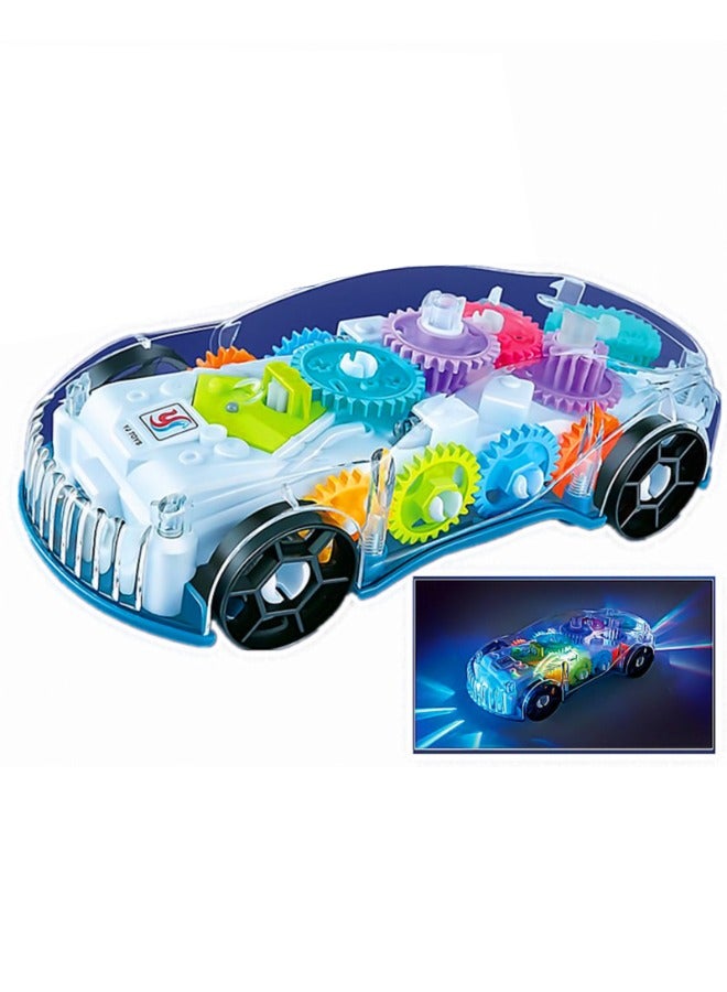 Light Up Transparent Car Toy for Kids, Transparent Bump and Go Toy Car with Visible Colored Moving Gears, Music, and LED Effects, Fun Educational Toy for Kids, Great Birthday Gift Idea 18.2*8*5.6cm - Image 1