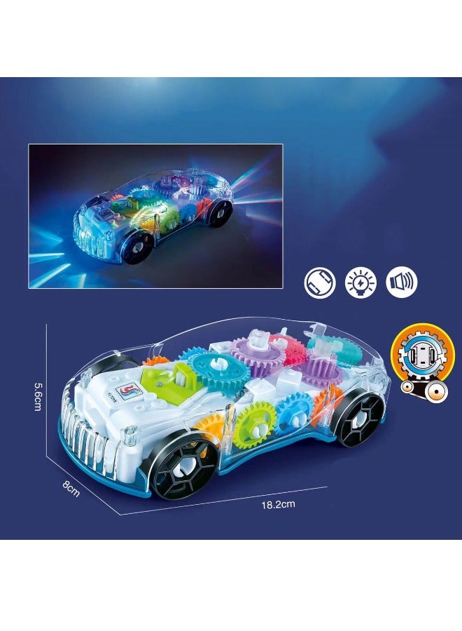 Light Up Transparent Car Toy for Kids, Transparent Bump and Go Toy Car with Visible Colored Moving Gears, Music, and LED Effects, Fun Educational Toy for Kids, Great Birthday Gift Idea 18.2*8*5.6cm - Image 2