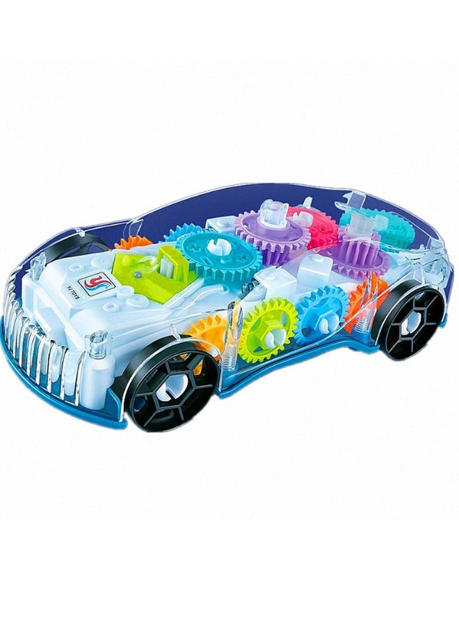 Light Up Transparent Car Toy for Kids, Transparent Bump and Go Toy Car with Visible Colored Moving Gears, Music, and LED Effects, Fun Educational Toy for Kids, Great Birthday Gift Idea 18.2*8*5.6cm - Image 4