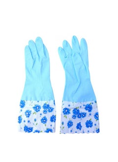 AL QADAH Latex Household Gloves Flower Design, Cotton Free Comfort  - Image 1