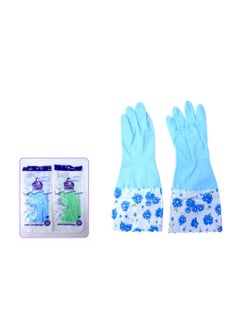 AL QADAH Latex Household Gloves Flower Design, Cotton Free Comfort  - Image 2