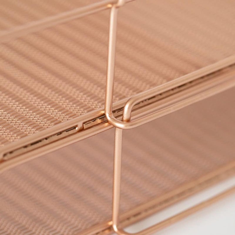 Blu Monaco Rose Gold Mesh Paper Tray - Set of 2 - Image 4