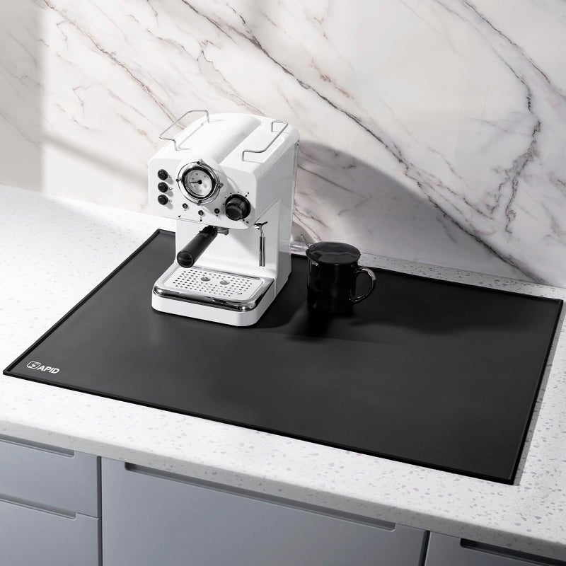 SAPID 32"x24" Extra Large Silicone Mat With Raised Edge, Rolled-Up Silicone Mats For Kitchen Counter Heat Resistant Silicone Mat With Lip, Thick Countertop Protector Mat,Silicone Mats For Crafts,Black - Image 1