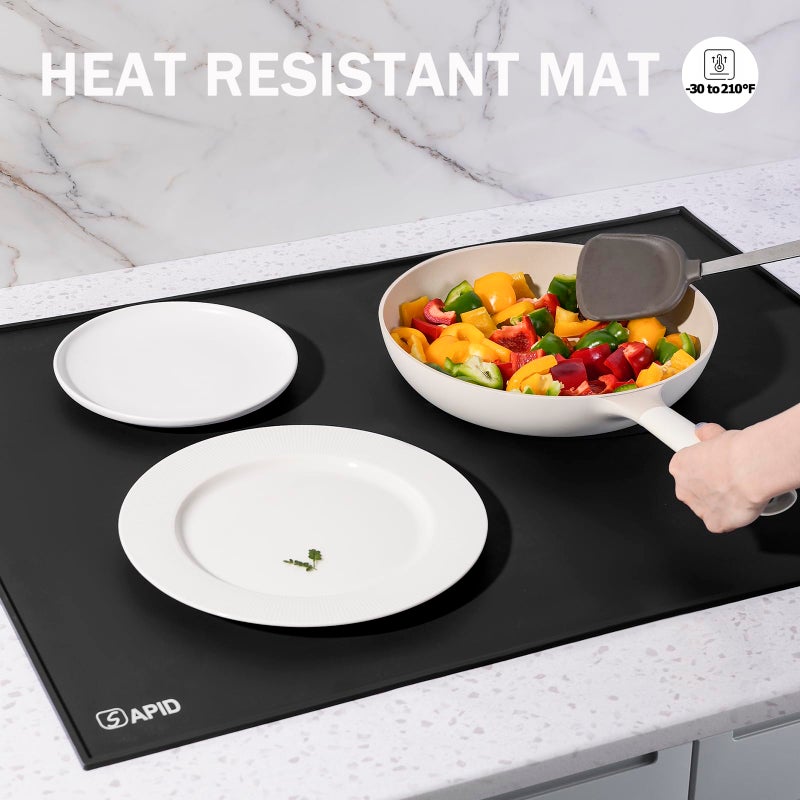 SAPID 32"x24" Extra Large Silicone Mat With Raised Edge, Rolled-Up Silicone Mats For Kitchen Counter Heat Resistant Silicone Mat With Lip, Thick Countertop Protector Mat,Silicone Mats For Crafts,Black - Image 5