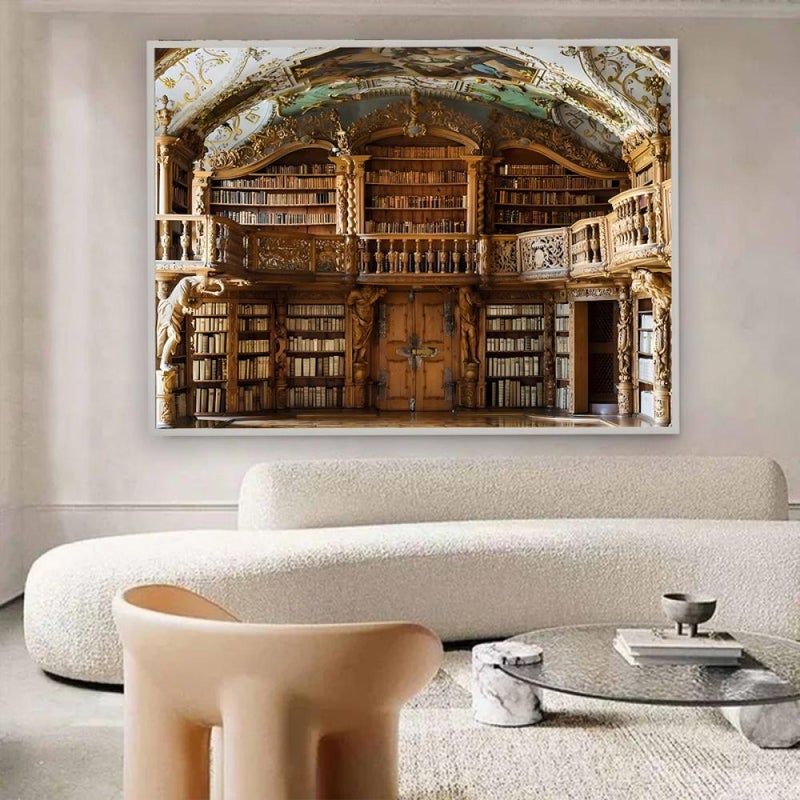 ماركتنا لوحة قماشية بتصميم مكتبة مع برواز مجوف مقاس (120x80) قطعة واحدة - Image 3