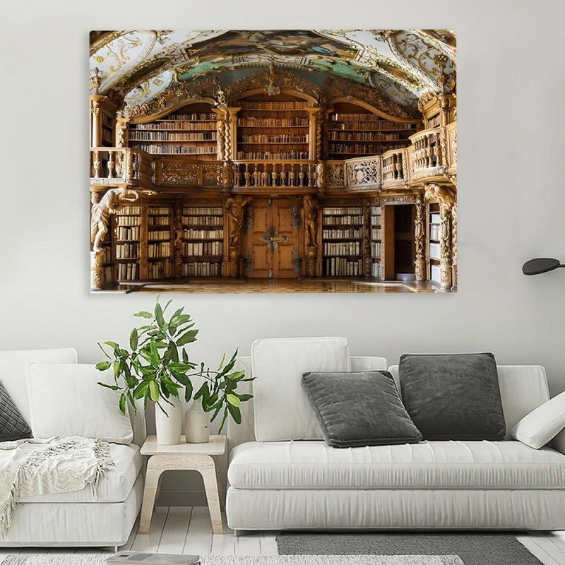 ماركتنا لوحة قماشية بتصميم مكتبة مع برواز مجوف مقاس (120x80) قطعة واحدة - Image 4