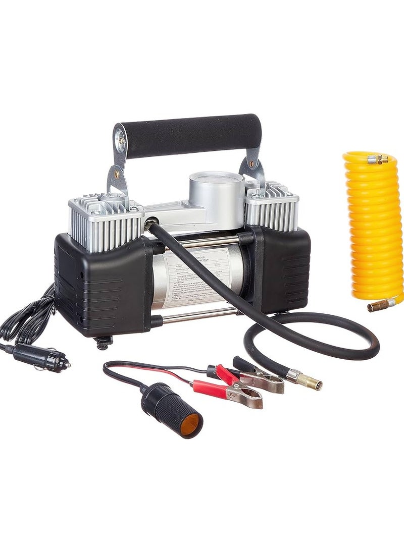 Generic - compressor  2-piston to inflate the car seat, it comes with a tire gauge and an air compressor, and it runs on a battery or lighter. - Image 1