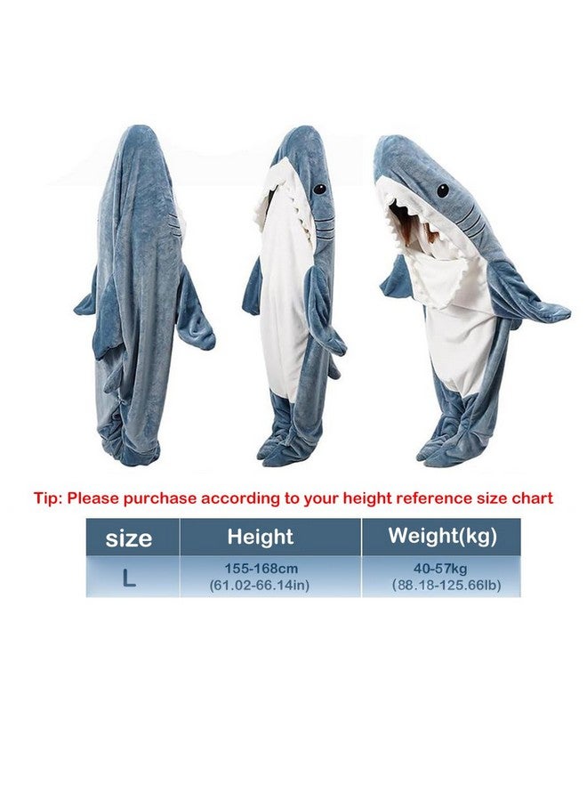 Zibuyu Zibuyu Shark Blanket Bag Pajamas For Women And Men Warm Flannel Hoodie Soft Plush Wearable Blanket Sleeping Bag For Adults & Teens Overnight Pajamas Party Shark Onesie Costume, L, blue - Image 2
