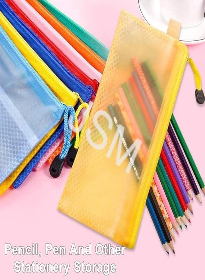 JSMSH Multipurpose Waterproof Zipper Pouches Document Holder/Pen Pencil Case/Stationery Storage Bags/Cosmetic Pouch/Travel Organizer (Multicolour) (Pack of 15, Cheque) - Image 3