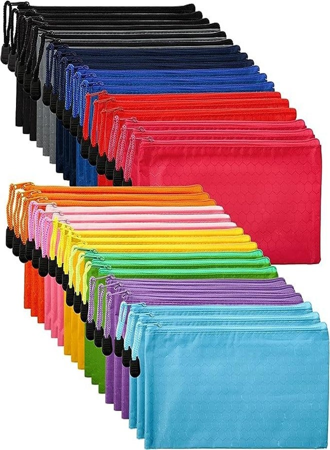 JSMSH Multipurpose Waterproof Zipper Pouches Document Holder/Pen Pencil Case/Stationery Storage Bags/Cosmetic Pouch/Travel Organizer (Multicolour) (Pack of 15, Cheque) - Image 1