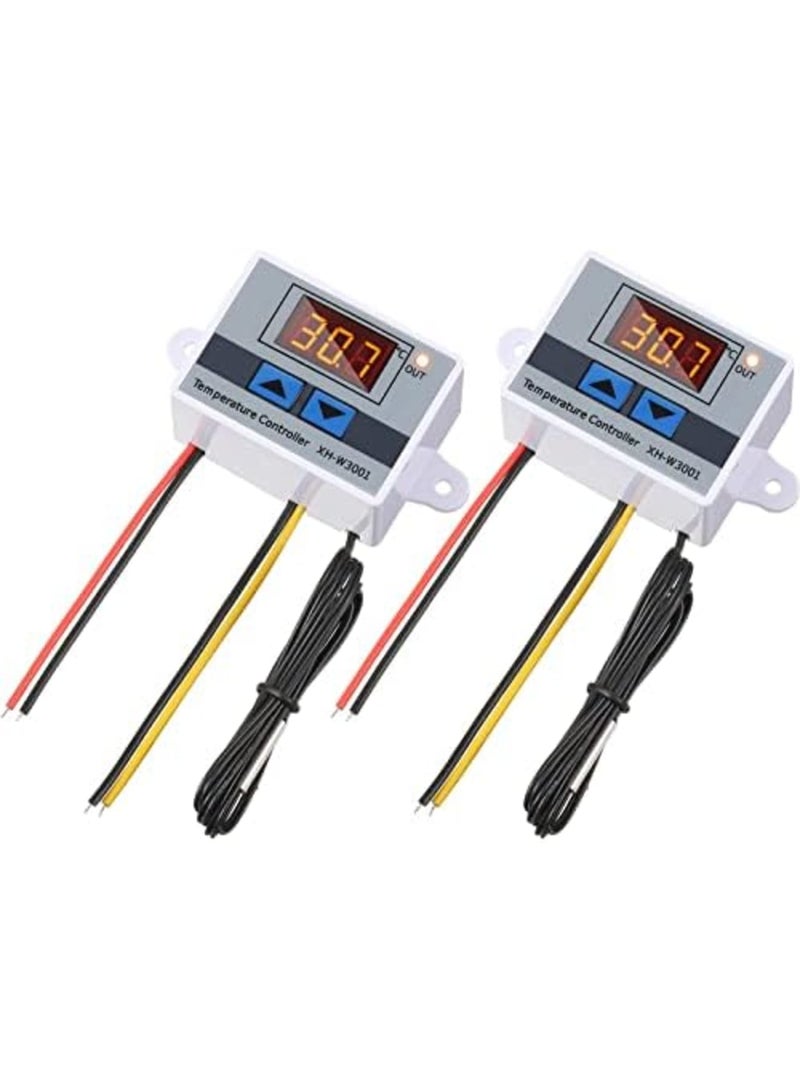 Digital LED Temperature Controller Module Digital Thermostat Switch with Waterproof Probe Programmable Heating Cooling Electronic Thermostat Range from -50℃ to 110℃ (12V 10A 120W) (2 Pieces) - Image 1
