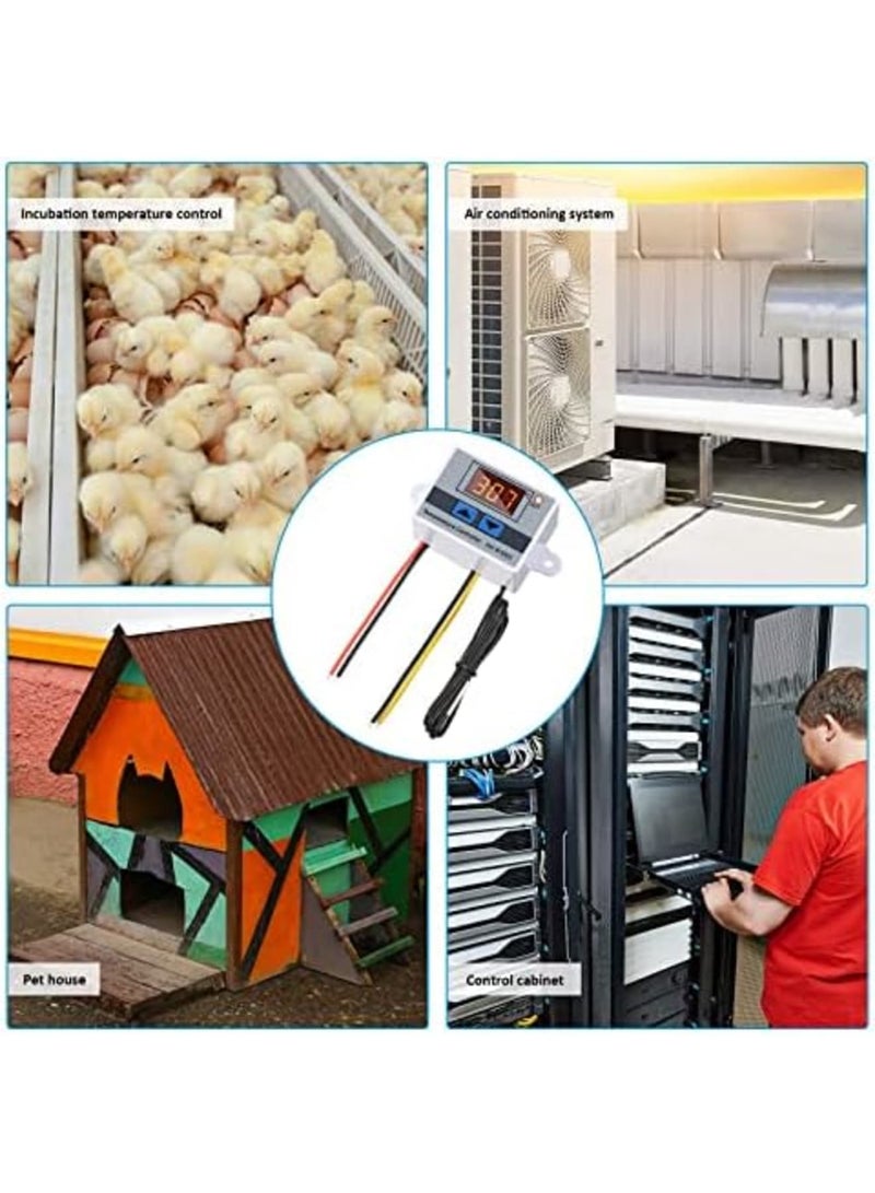 Digital LED Temperature Controller Module Digital Thermostat Switch with Waterproof Probe Programmable Heating Cooling Electronic Thermostat Range from -50℃ to 110℃ (12V 10A 120W) (2 Pieces) - Image 2