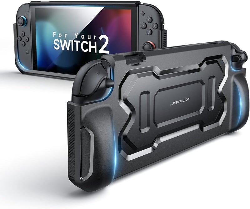 jsaux TPU Case for Switch 2 (2025), Cover with Ergonomic Grip Compatible with Console and for JoyCon Controllers, Portable Design with Shockproof and Scratch-Resistant Protection – Black PC0118 - Image 1