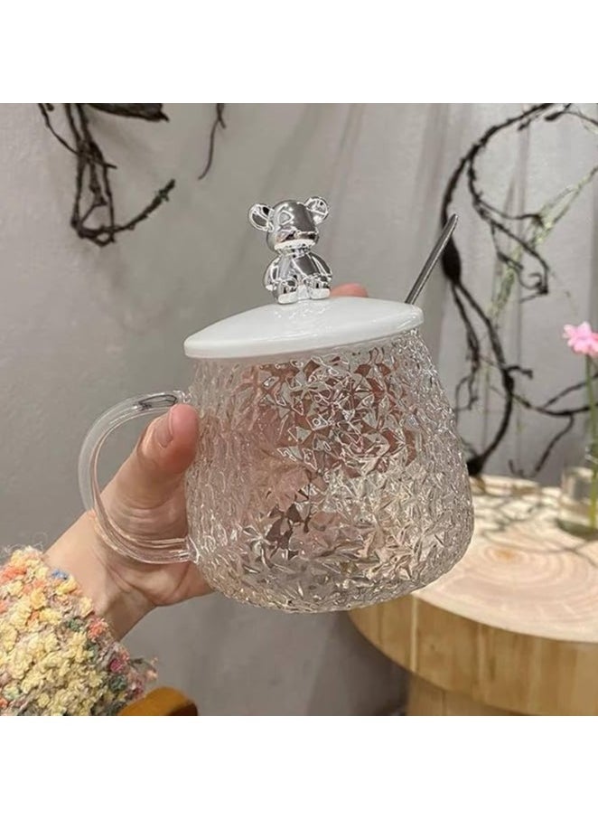 ماركة غير محددة كوب قهوة بتصميم الدب الجميل | كوب بغطاء وملعقة كومبو | فناجين القهوة والشاي ذات الجودة الفاخرة | كوب زجاجي للحليب والعصير والموكا والكابتشينو والشاي والماء | أكواب الشرب الشفافة,متوفر الان في برايــم  - Image 3