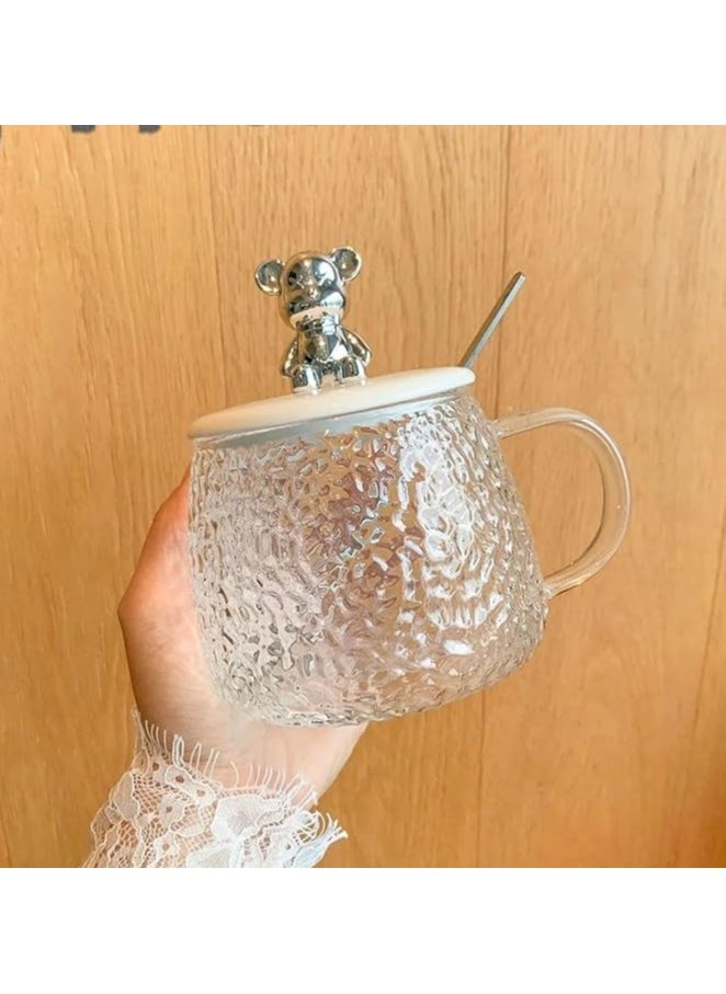 ماركة غير محددة كوب قهوة بتصميم الدب الجميل | كوب بغطاء وملعقة كومبو | فناجين القهوة والشاي ذات الجودة الفاخرة | كوب زجاجي للحليب والعصير والموكا والكابتشينو والشاي والماء | أكواب الشرب الشفافة,متوفر الان في برايــم  - Image 1