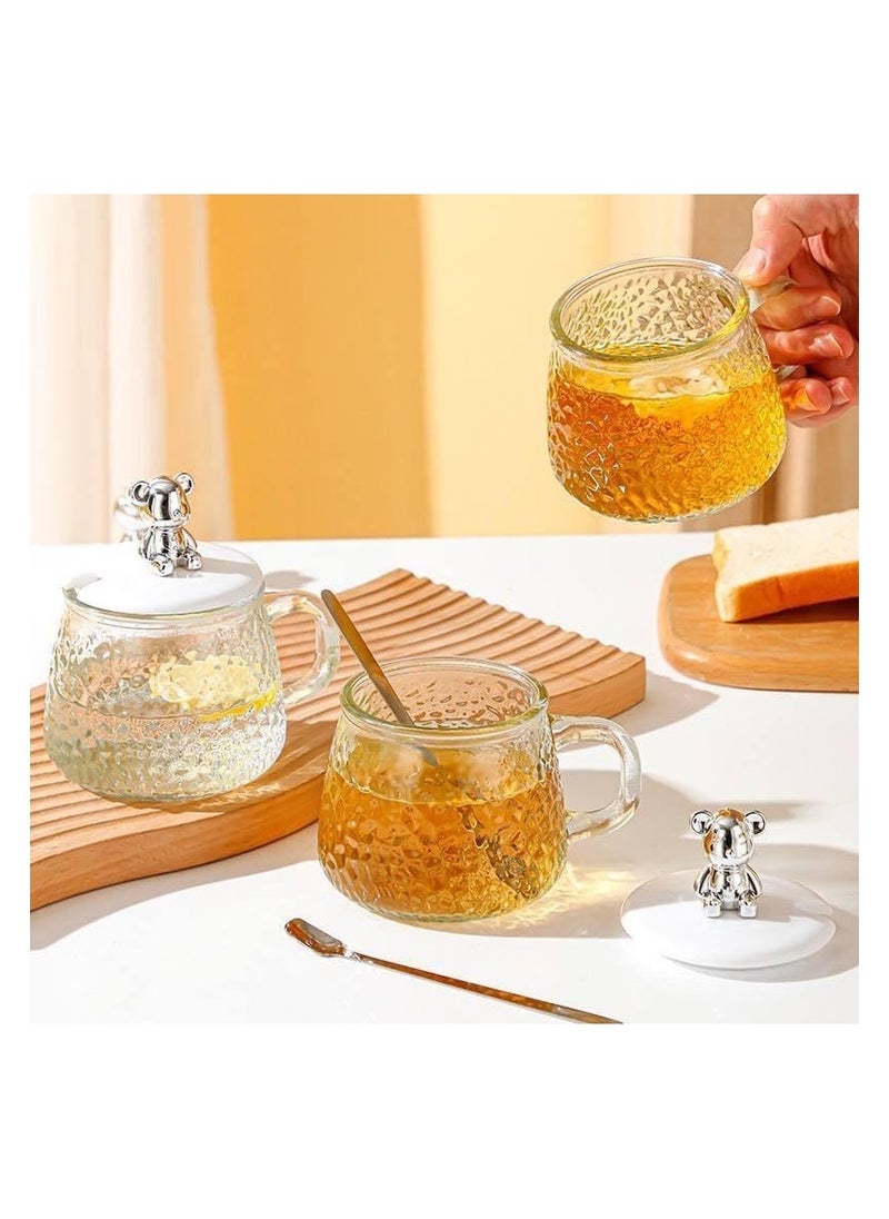 ماركة غير محددة كوب قهوة بتصميم الدب الجميل | كوب بغطاء وملعقة كومبو | فناجين القهوة والشاي ذات الجودة الفاخرة | كوب زجاجي للحليب والعصير والموكا والكابتشينو والشاي والماء | أكواب الشرب الشفافة,متوفر الان في برايــم  - Image 4