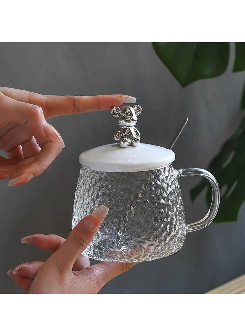 ماركة غير محددة كوب قهوة بتصميم الدب الجميل | كوب بغطاء وملعقة كومبو | فناجين القهوة والشاي ذات الجودة الفاخرة | كوب زجاجي للحليب والعصير والموكا والكابتشينو والشاي والماء | أكواب الشرب الشفافة,متوفر الان في برايــم  - Image 5