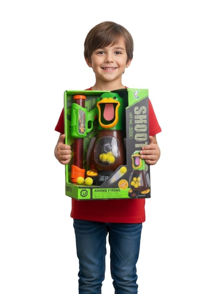 Premium Green Duck Design Ball Shooting Toy Gun Set – Soft Foam Balls, Fun Target Shooting Game for Kids with Aiming Display - Image 2