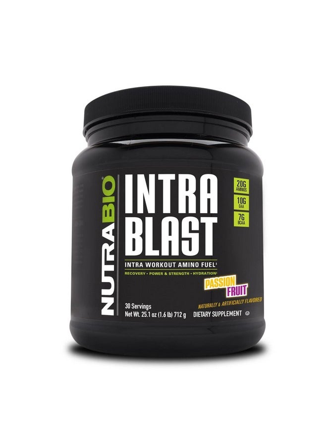 NutraBio NutraBio Intra Blast BCAA EAA Electrolyte and Hydration Powder - Amino Acid Supplement, EAA/BCAA Powder - Non-GMO and Gluten Free - Passion Fruit - 30 Servings  - Image 1