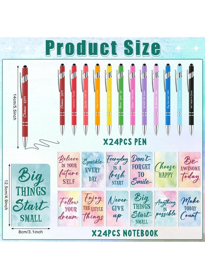 Ragnhild 48 Pcs Watercolor Bulk Motivational Pens Inspirational Notepads Set, Pocket Motivational Quote Notebooks Ballpoint Pens, Mini Journals Gift Set for Kids Students Teachers School Office Prizes Supplies  - Image 2