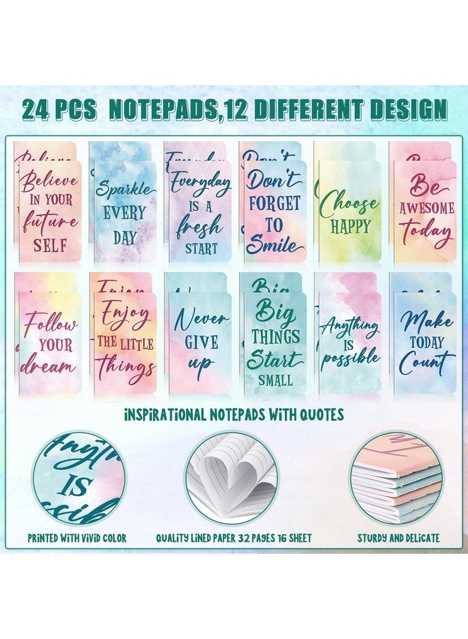 Ragnhild 48 Pcs Watercolor Bulk Motivational Pens Inspirational Notepads Set, Pocket Motivational Quote Notebooks Ballpoint Pens, Mini Journals Gift Set for Kids Students Teachers School Office Prizes Supplies  - Image 3