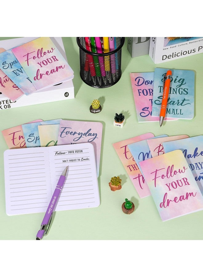 Ragnhild 48 Pcs Watercolor Bulk Motivational Pens Inspirational Notepads Set, Pocket Motivational Quote Notebooks Ballpoint Pens, Mini Journals Gift Set for Kids Students Teachers School Office Prizes Supplies  - Image 5