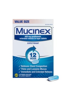 MUCINEX Chest Congestion 12 Hour Extended Release Tablets 68Ct 600 Mg Guaifenesin Relieves Chest Congestion Caused By Excess Mucus 1 Doctor Recommended Otc Expectorant  - Image 1