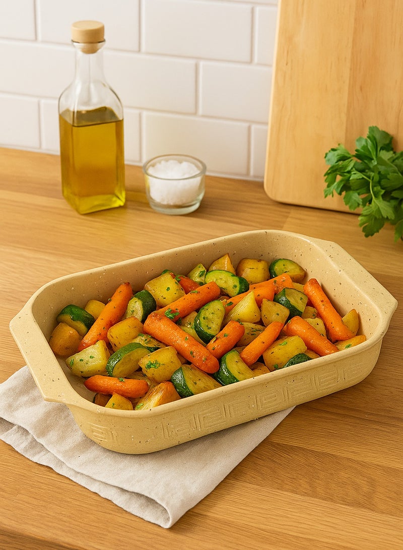 PROCILA Non-Stick Granite Rectangular Roaster Pan Beige 35cm - Image 1