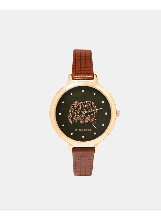 Chumbak Fantastical Elephant Printed Wrist Watch With Bracelet Set