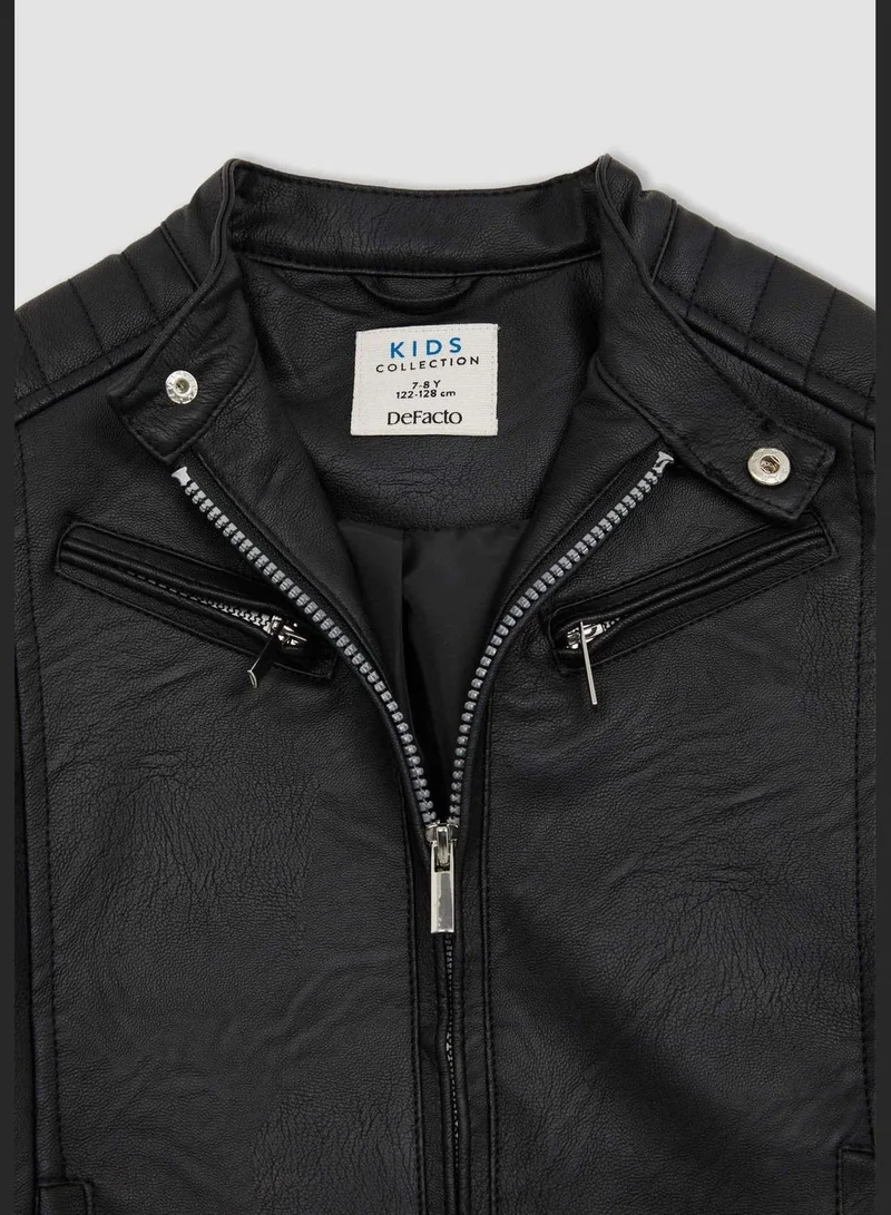ديفاكتو Basic Faux Leather Jacket